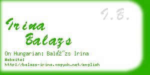 irina balazs business card